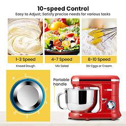 VIVOHOME Stand Mixer, 660W 10 Speed 6 Quart Tilt-Head Kitchen Electric Food Mixer with Beater, Red