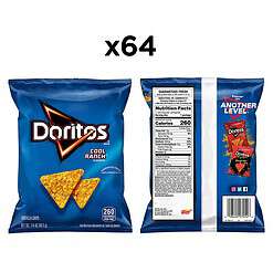 Doritos Flavored Tortilla Chips, Cool Ranch, 1.75 Ounce (Pack of 64)