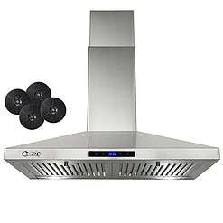 AKDY 30 in. Wall Mount Range Hood, 3-Speed Fan and LED Lights in Stainless Steel