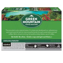 Green Mountain Coffee Roasters Costa Rica Paraiso, Keurig Single Serve K-Cup Pods, Medium Roast Coffee, 60 Count, (6 Packs of 10)