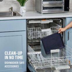PowerXL SmartSynx Dual Door Air Fryer Oven, Cook Different Food at the Same Time, Stainless Steel