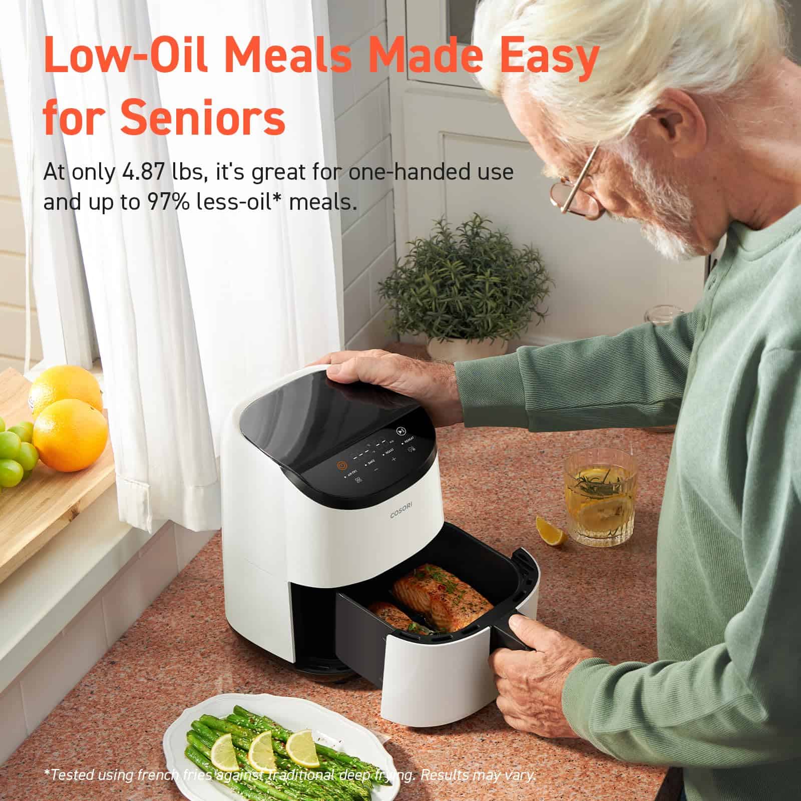 COSORI Air Fryer 2.1 Qt, 4-in-1 Small Mini Airfryer, Bake, Roast, Reheat, Compact & Quiet, White