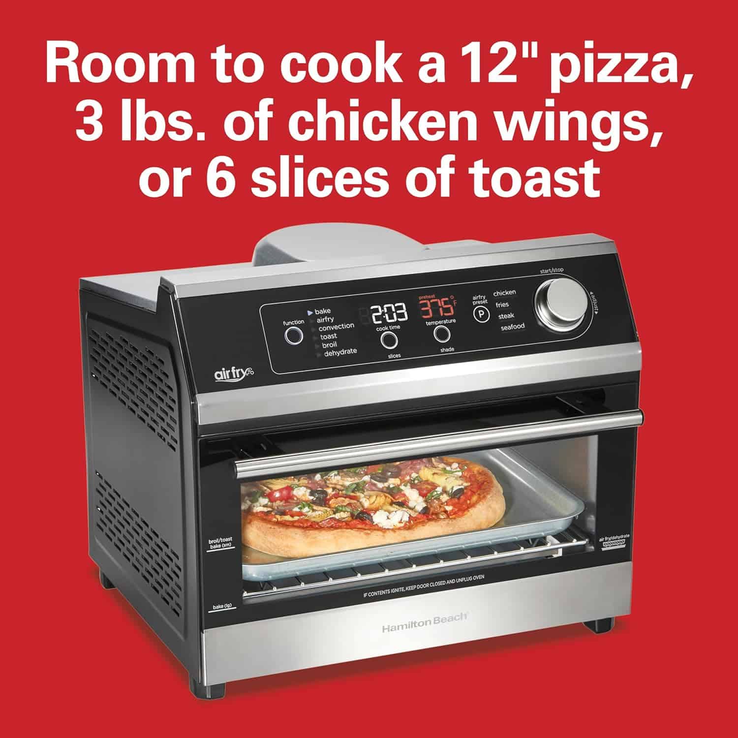 Hamilton Beach Digital Toaster Oven Air Fryer Combo, Black & Stainless Steel