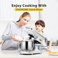 VIVOHOME Stand Mixer, 660W 10 Speed 6 Quart Tilt-Head Kitchen Electric Food Mixer, Silver