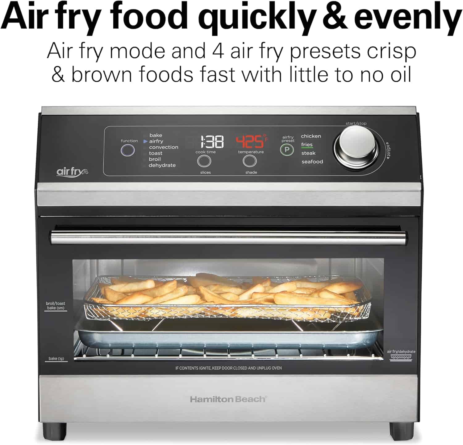 Hamilton Beach Digital Toaster Oven Air Fryer Combo, Black & Stainless Steel
