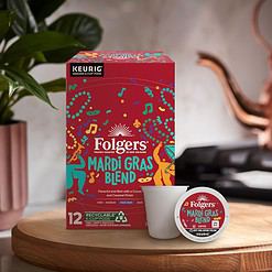 Folgers Mardi Gras Blend Medium-Dark Roast Coffee, 72 Keurig K-Cup Pods