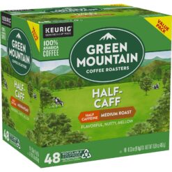 Green Mountain Coffee Roasters Half Caff, Single-Serve Keurig K-Cup Pods, Medium Roast Coffee Pods, 48 Count