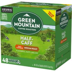 Green Mountain Coffee Roasters Half Caff, Single-Serve Keurig K-Cup Pods, Medium Roast Coffee Pods, 48 Count