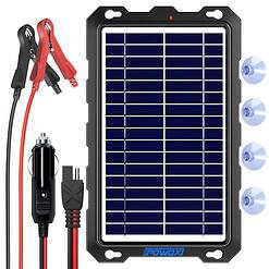 POWOXI Upgraded 7.5W Solar Battery Trickle Charger Maintainer 12V Portable Waterproof Solar Panel Trickle Charging Kit