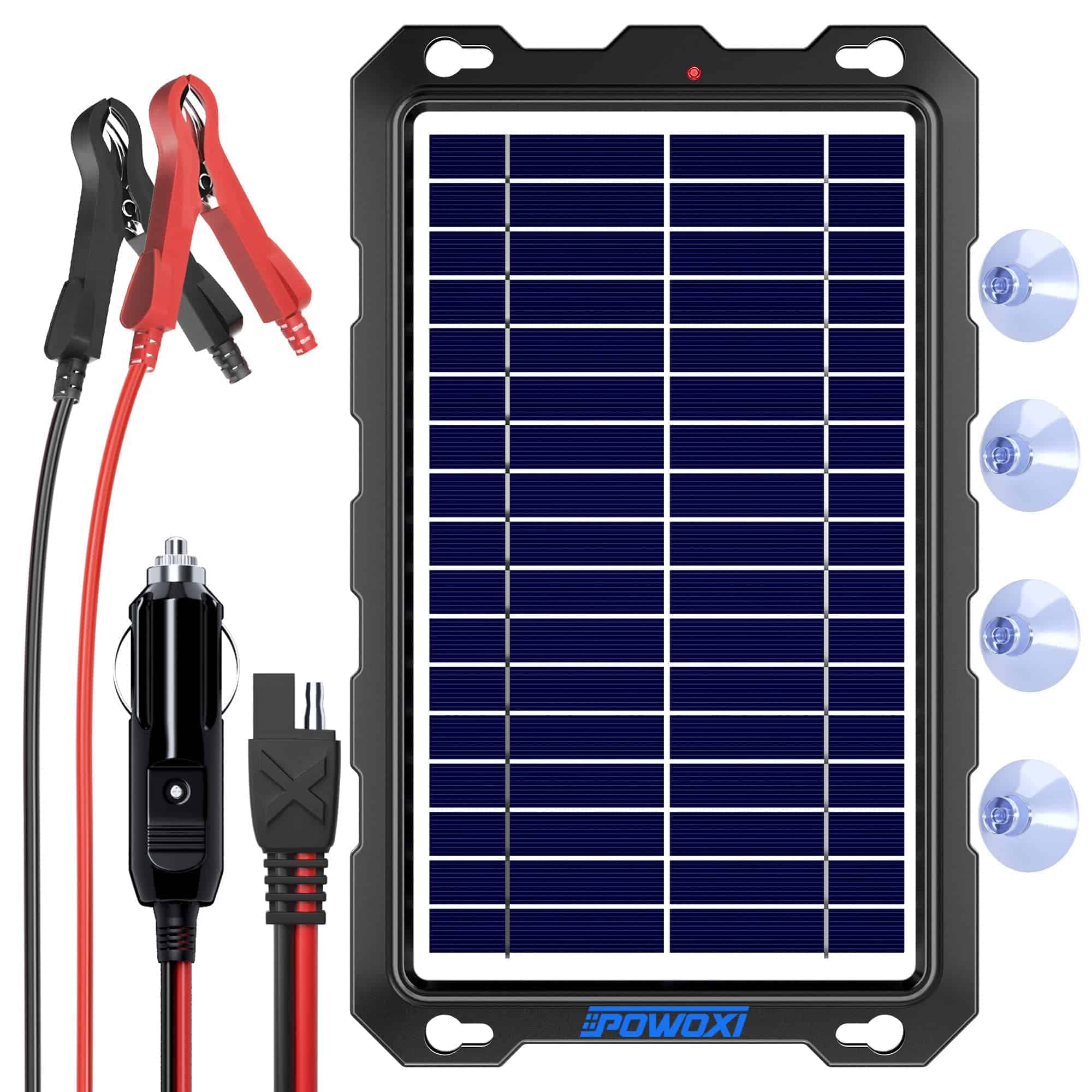 POWOXI Upgraded 7.5W Solar Battery Trickle Charger Maintainer 12V Portable Waterproof Solar Panel Trickle Charging Kit