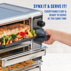 PowerXL SmartSynx Dual Door Air Fryer Oven, Cook Different Food at the Same Time, Stainless Steel