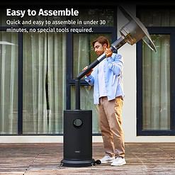 EAST OAK 48,000 BTU Patio Heater for Outdoor Use with Round Table Design, Double-Layer Stainless Steel Burner, Wheels, Triple Protection System, Black