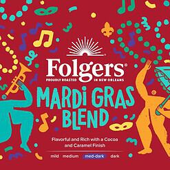 Folgers Mardi Gras Blend Medium-Dark Roast Coffee, Keurig K-Cup pods, 10 Count Box (Pack of 6)