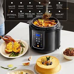 COMFEE’ 9-in-1 Electric Pressure Cooker,Rice Cooker, Slow Cooker, Sauté Steamer, 6 Quarts, Black