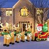 Cheringdful Outdoor Christmas Decorations,13 FT Lighted Christmas Inflatables Santa Claus on Sleigh with 3 Reindeer & Christmas Tree