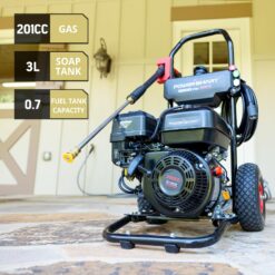 PowserSmart Gas Pressure Washer 3200 PSI, 2.5 GPM with Soap Tank, Metal Spray Wand, 5 Nozzles for House, Driveways (DB1051)