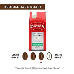 Community Coffee Half-Caff 72 Ounce, Ground Coffee, Medium Dark Roast, 12 Ounce Bag (Pack of 6)