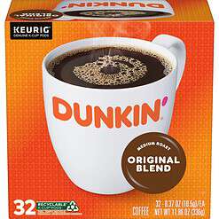 Dunkin' Original Blend Medium Roast Coffee, 128 Keurig K-Cup Pods