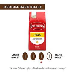 Community Coffee Coffee and Chicory Blend Coffee, Medium Dark Roast Ground Coffee, 32 Ounce Bag (Pack of 4)