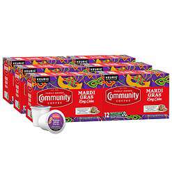 Community Coffee Mardi Gras King Cake Flavored 72 Count Coffee Pods, Medium Roast (12 Count, Pack of 6)