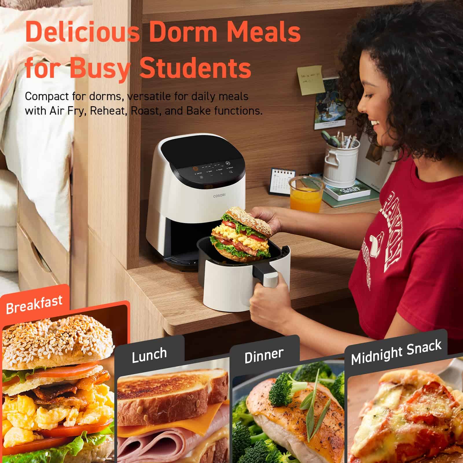COSORI Air Fryer 2.1 Qt, 4-in-1 Small Mini Airfryer, Bake, Roast, Reheat, Compact & Quiet, White