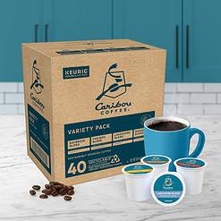 Caribou Coffee Single Serve Keurig K-Cup Pod Variety Pack, Light, Medium, and Dark Roast Coffees, 40-Count Box