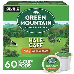 Green Mountain Coffee Roasters Half Caff, Keurig Single Serve K-Cup Pods, Medium Roast Coffee, 60 Count, (6 Packs of 10)