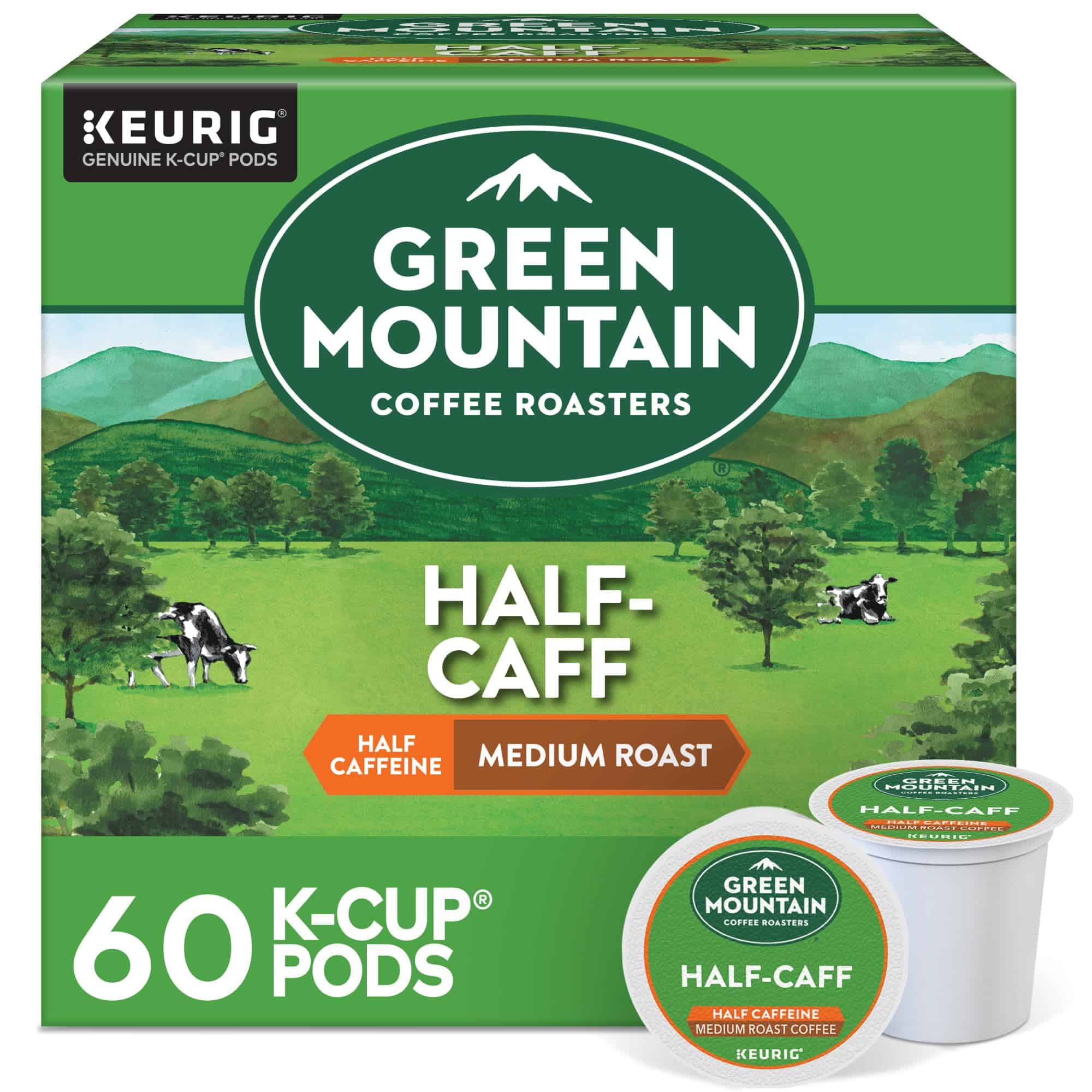 Green Mountain Coffee Roasters Half Caff, Keurig Single Serve K-Cup Pods, Medium Roast Coffee, 60 Count, (6 Packs of 10)