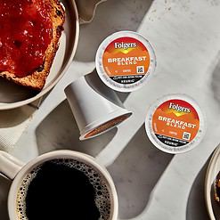 Folgers Breakfast Blend Mild Roast Coffee, 72 Keurig K-Cup Pods