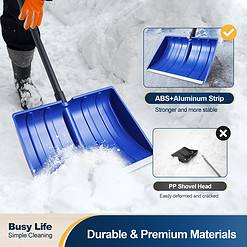 Yocada Snow Shovel for Driveway Home Garage Snow Removal with D-Grip Handle Aluminum Strip Heavy Duty 48 inch Long