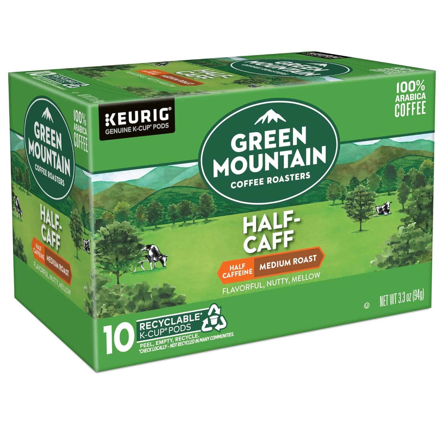 Green Mountain Coffee Roasters Half Caff, Keurig Single Serve K-Cup Pods, Medium Roast Coffee, 60 Count, (6 Packs of 10)