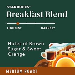 Starbucks K-Cup Coffee Pods, Medium Roast, Breakfast Blend for Keurig Brewers, 100% Arabica, 1 Box (40 Pods)