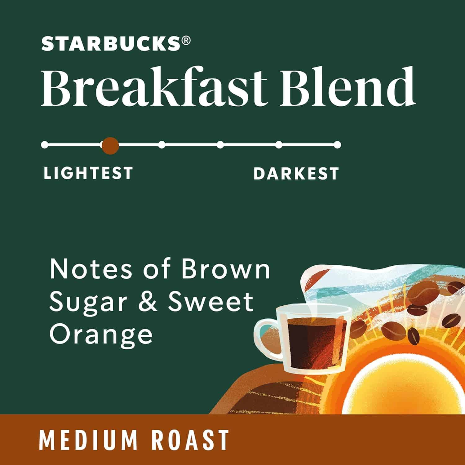Starbucks K-Cup Coffee Pods, Medium Roast Coffee, Breakfast Blend for Keurig Brewers, 100% Arabica, 6 boxes (60 pods total)