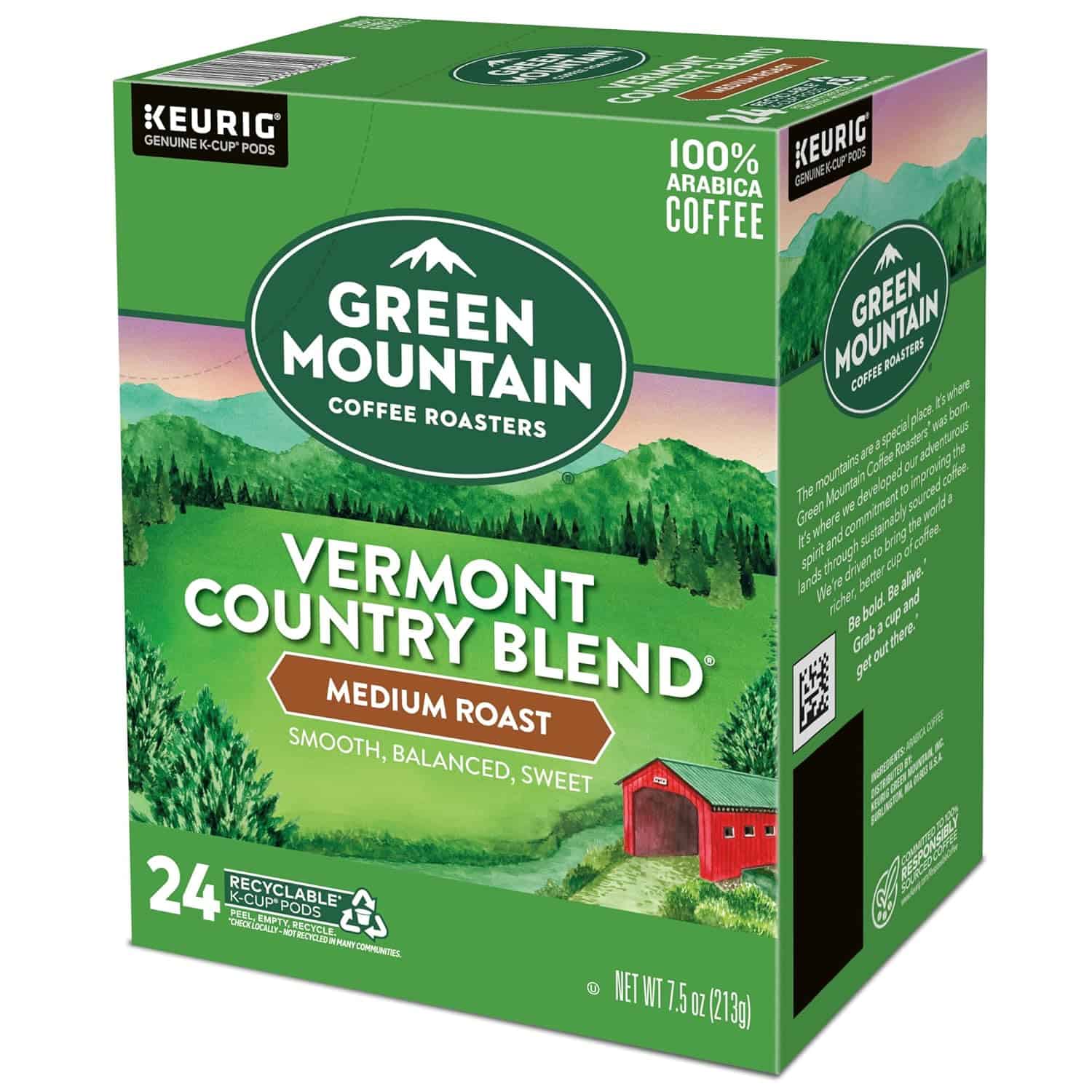 Green Mountain Coffee Roasters Vermont Country Blend Keurig Single-Serve K-Cup Pods, Medium Roast Coffee, 96 Count (4 Packs of 24)