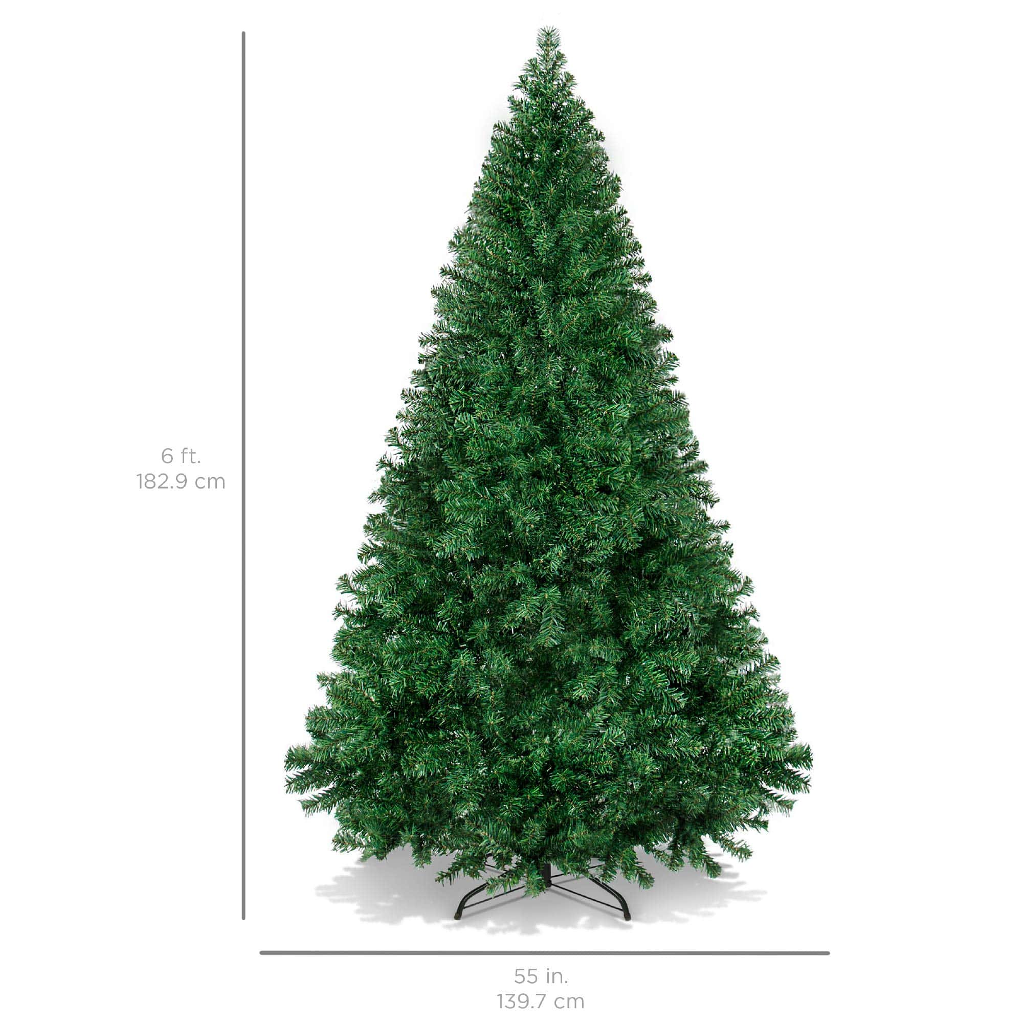 Best Choice Products Artificial Christmas Tree, 6ft Premium Unlit Hinged Design, Base