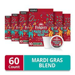 Folgers Mardi Gras Blend Medium-Dark Roast Coffee, Keurig K-Cup pods, 10 Count Box (Pack of 6)
