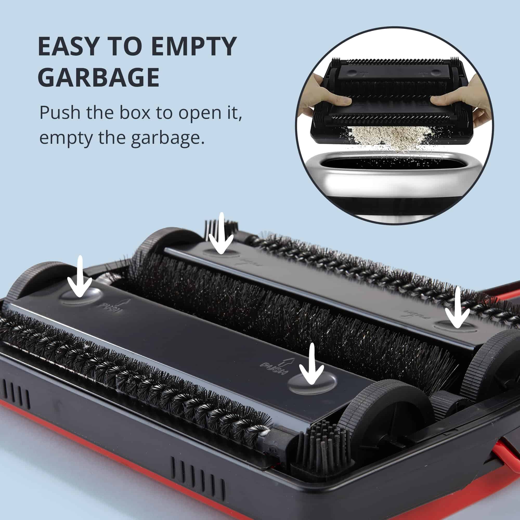 Casabella Electrostatic Floor And Carpet Sweeper, Non-Electric Vacuum Broom and Hand Push Floor Sweeper, Red