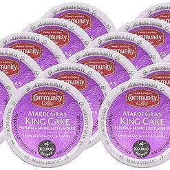 Community Coffee Mardi Gras King Cake Flavored 36 Count Coffee Pods, Medium Roast, 12 Count (Pack of 3)