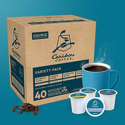 Caribou Coffee Single Serve Keurig K-Cup Pod Variety Pack, Light, Medium, and Dark Roast Coffees, 40-Count Box