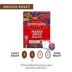 Community Coffee Mardi Gras King Cake Flavored 36 Count Coffee Pods, Medium Roast, 12 Count (Pack of 3)