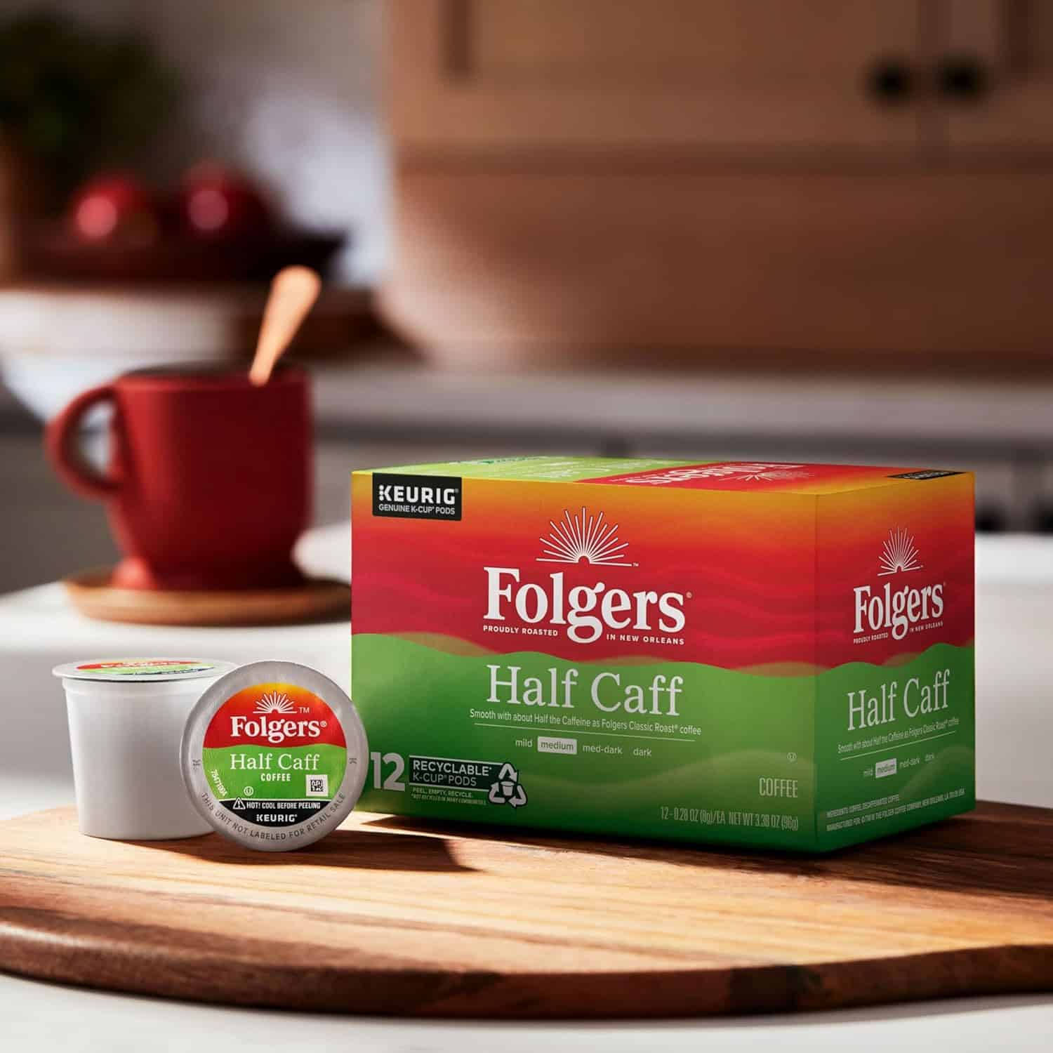 Folgers Half-Caff Medium Roast Coffee, 72 Keurig K-Cup Pods