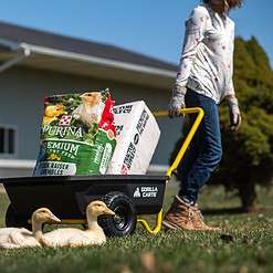 Gorilla Carts GCR-4 Poly Dump Cart, 2-Wheel Garden Wagon with Foldable Handle, 4 cu ft, 300 lb. Capacity, Black/Yellow