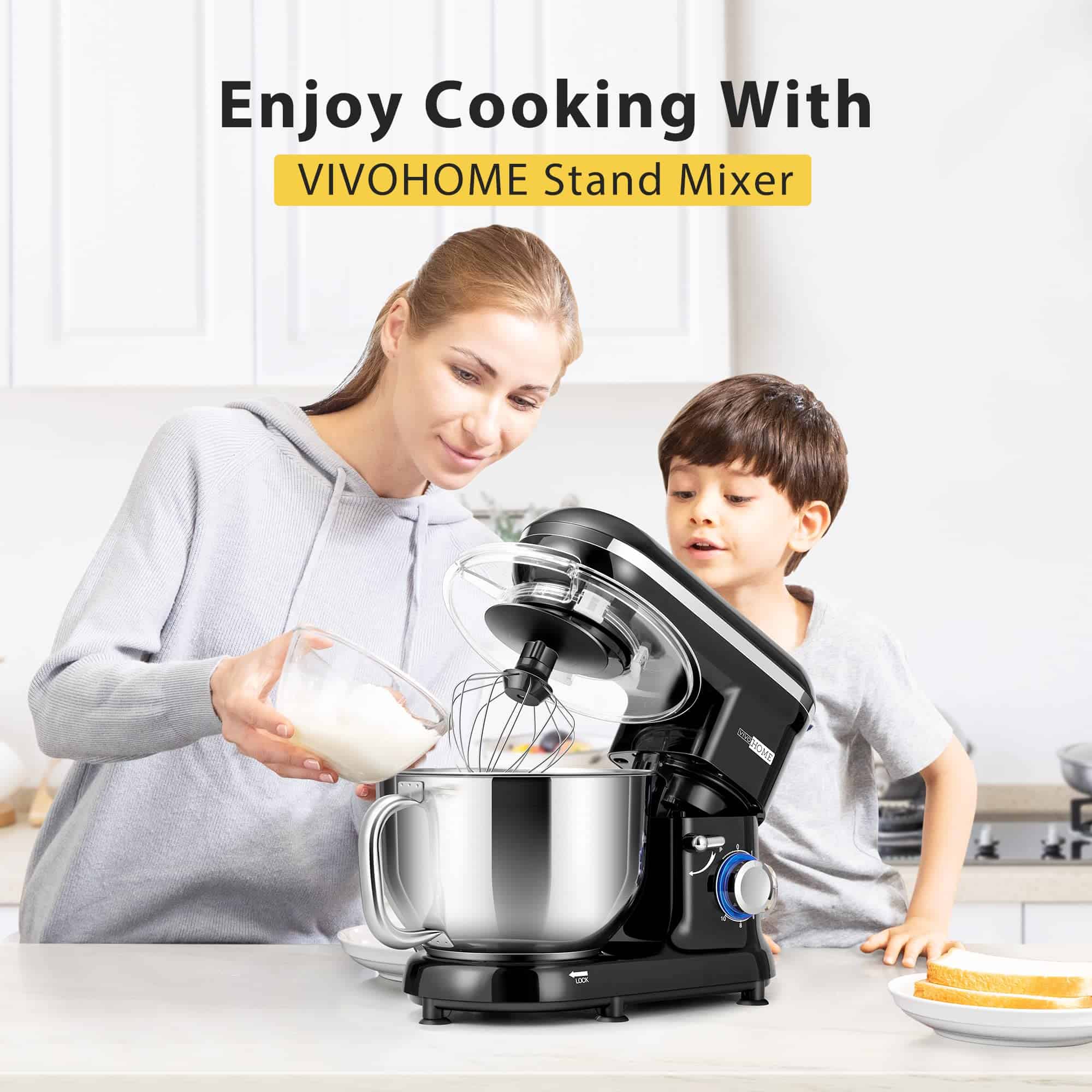 VIVOHOME Stand Mixer, 660W 10 Speed 6 Quart Tilt-Head Kitchen Electric Food Mixer, Black