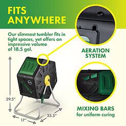 Miracle-Gro Compost Tumbler Dual Chamber, Easy-Turn Composter Tumbler Outdoor for Fast Composting (18.5 Gallon / 70 Liter)