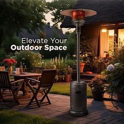 Amazon Basics 46,000 BTU Outdoor Propane Patio Heater with Wheels, Commercial & Residential, Slate Gray