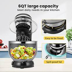 VIVOHOME Stand Mixer, 660W 10 Speed 6 Quart Tilt-Head Kitchen Electric Food Mixer, Black