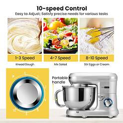 VIVOHOME Stand Mixer, 660W 10 Speed 6 Quart Tilt-Head Kitchen Electric Food Mixer, Silver