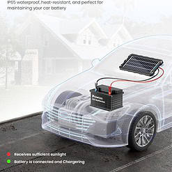 POWOXI Upgraded 7.5W Solar Battery Trickle Charger Maintainer 12V Portable Waterproof Solar Panel Trickle Charging Kit