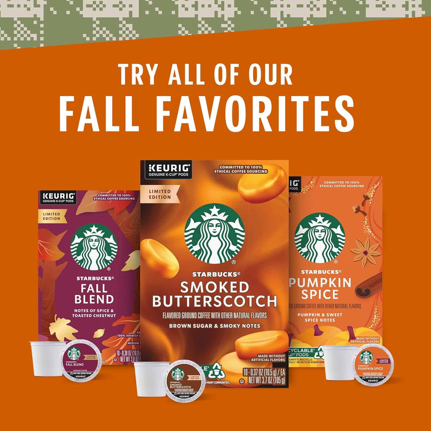 Starbucks K-Cup Coffee Pods, Medium Roast Coffee for Keurig Coffee Makers, Fall Blend, Limited Edition, 6 Boxes (60 Pods Total)