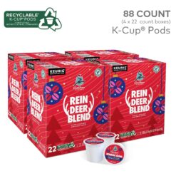 Caribou Coffee Reindeer Blend, Single-Serve Keurig K-Cup Pods, Dark Roast Coffee Pods, 88 Count